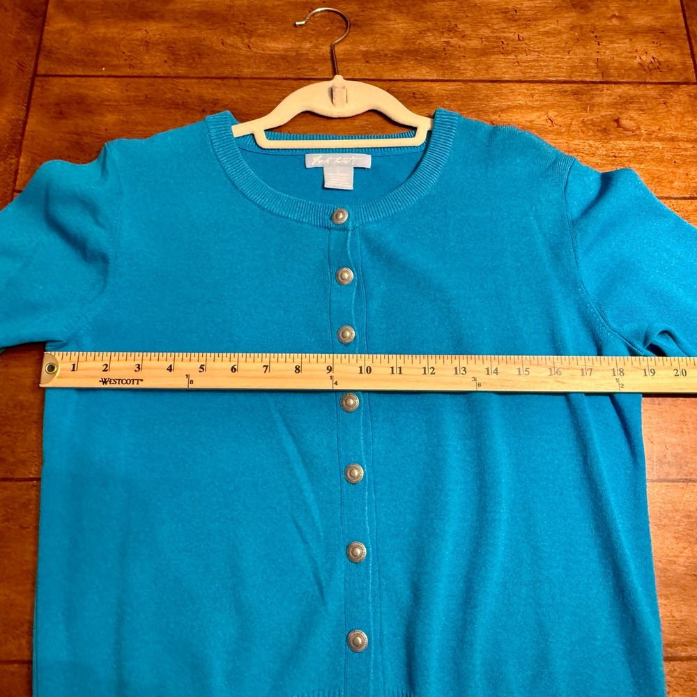 Fresh Twist Blue 3/4 Sleeve Cardigan‎ & Sleeveless Sweater Top Women's Size L - Picture 7 of 16